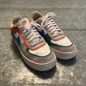 Nike Air Force 1 Low Shadow Sail Signal Blue Green Womens 10 Shoes Sneakers AF1